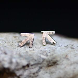 Tiny Sterling Silver Arrow Stud Earrings, Satin Finish